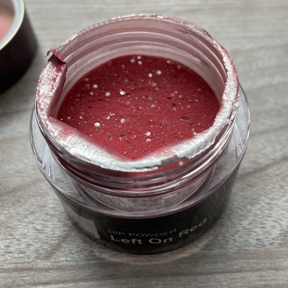 Nailboo Dip Powder:  Left on Red